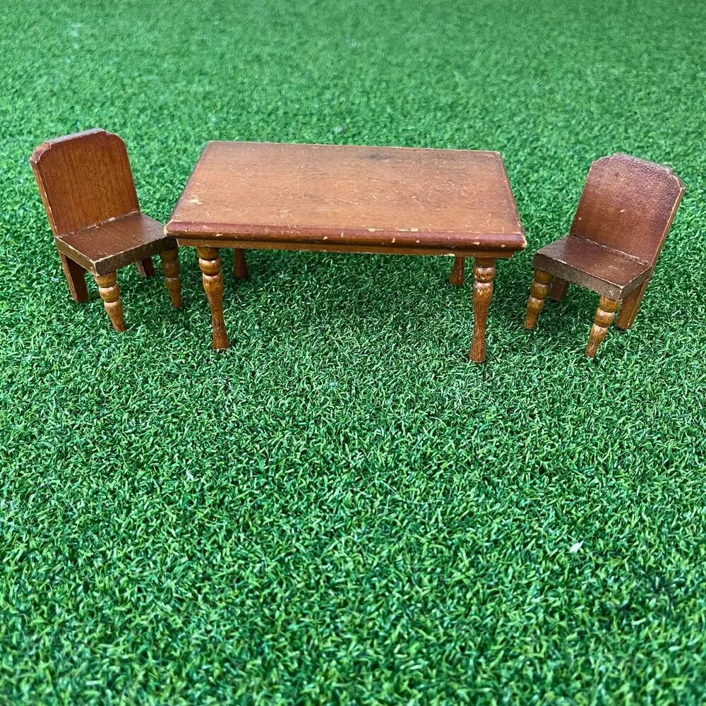 Vintage Miniature Dollhouse Furniture Wooden Dining Table Set